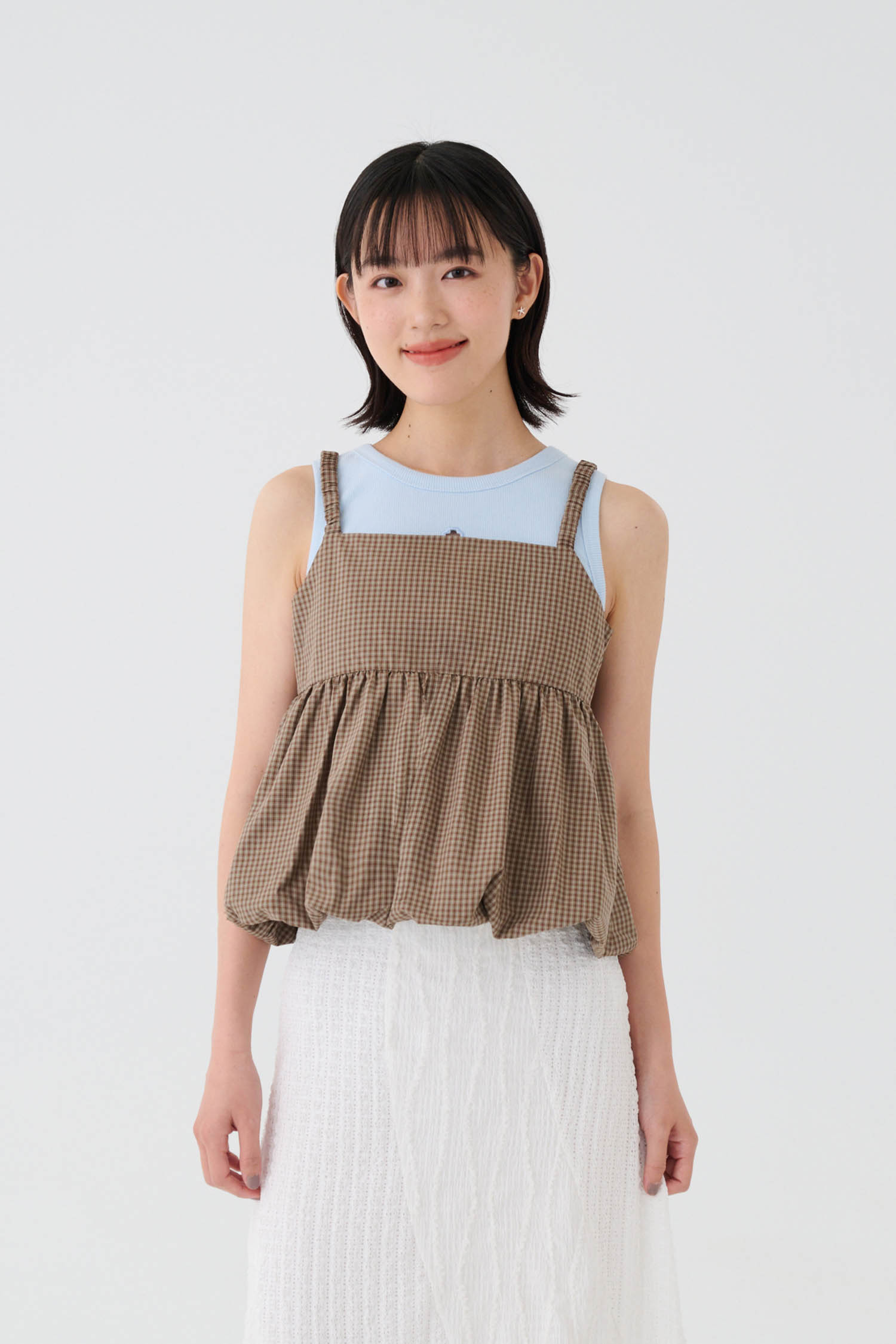 小格紋氣球背心
