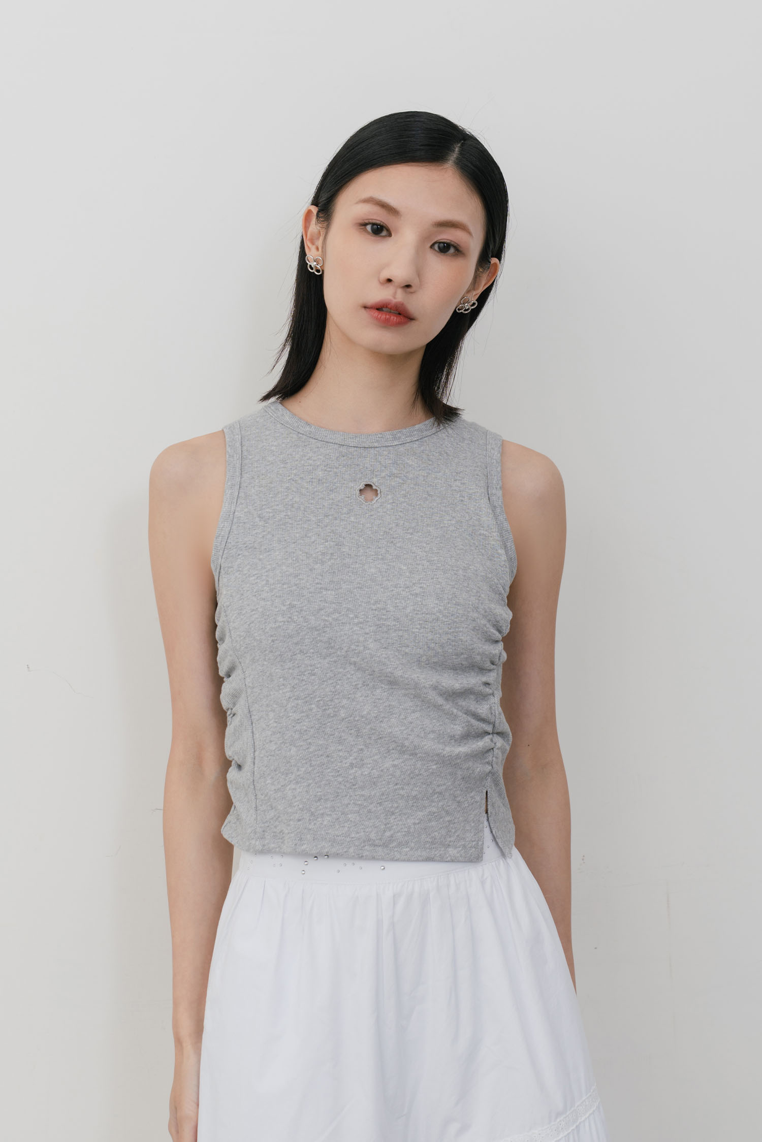 簍空小花長版BraTop