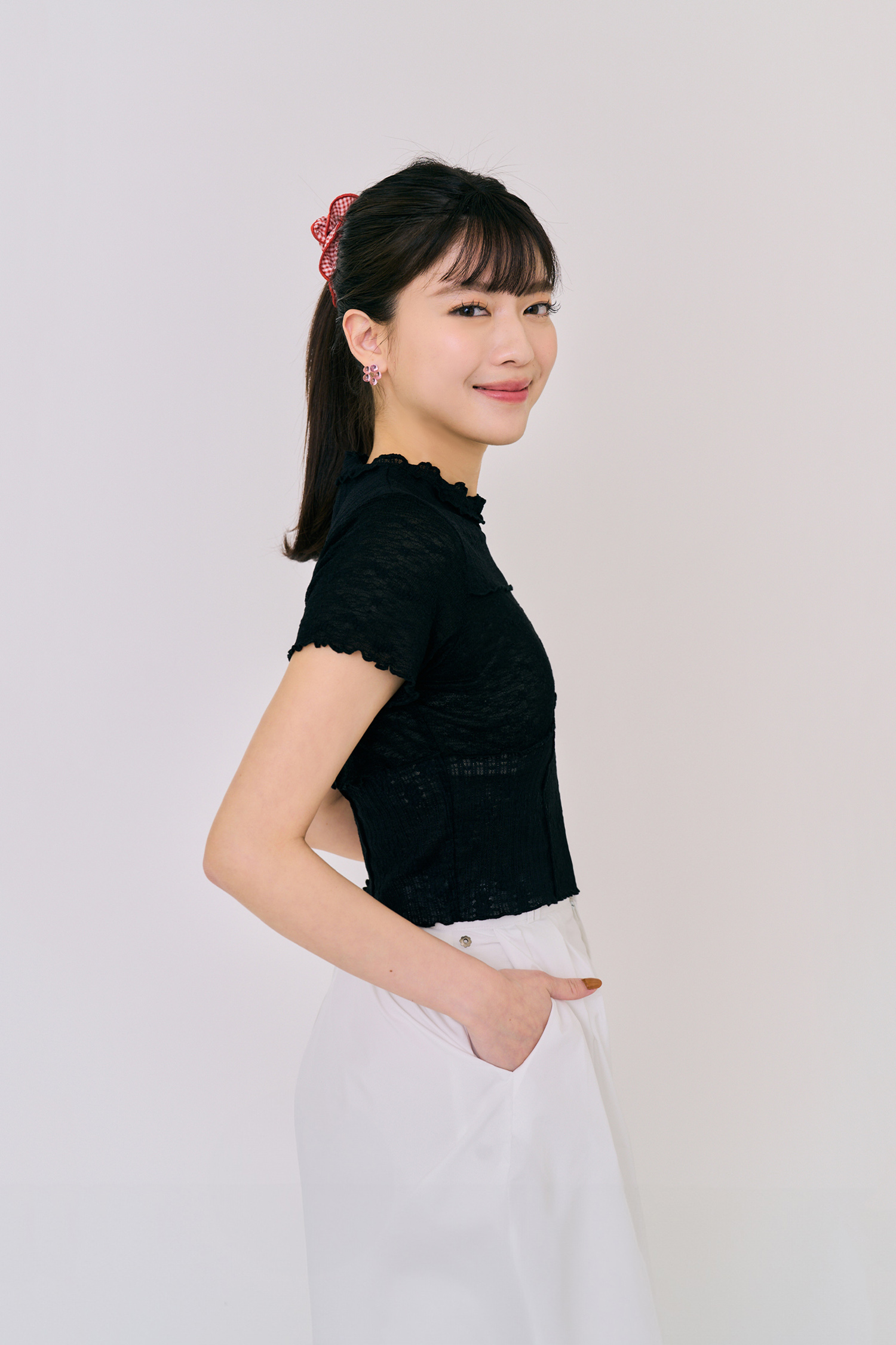 花花紋理拼接上衣