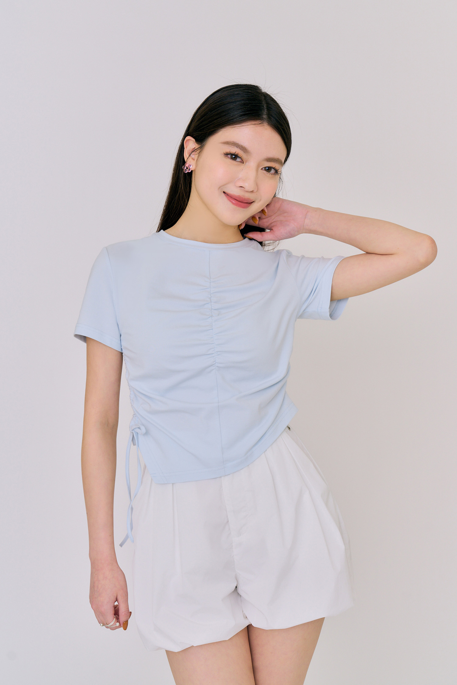 精緻女孩側抽繩上衣