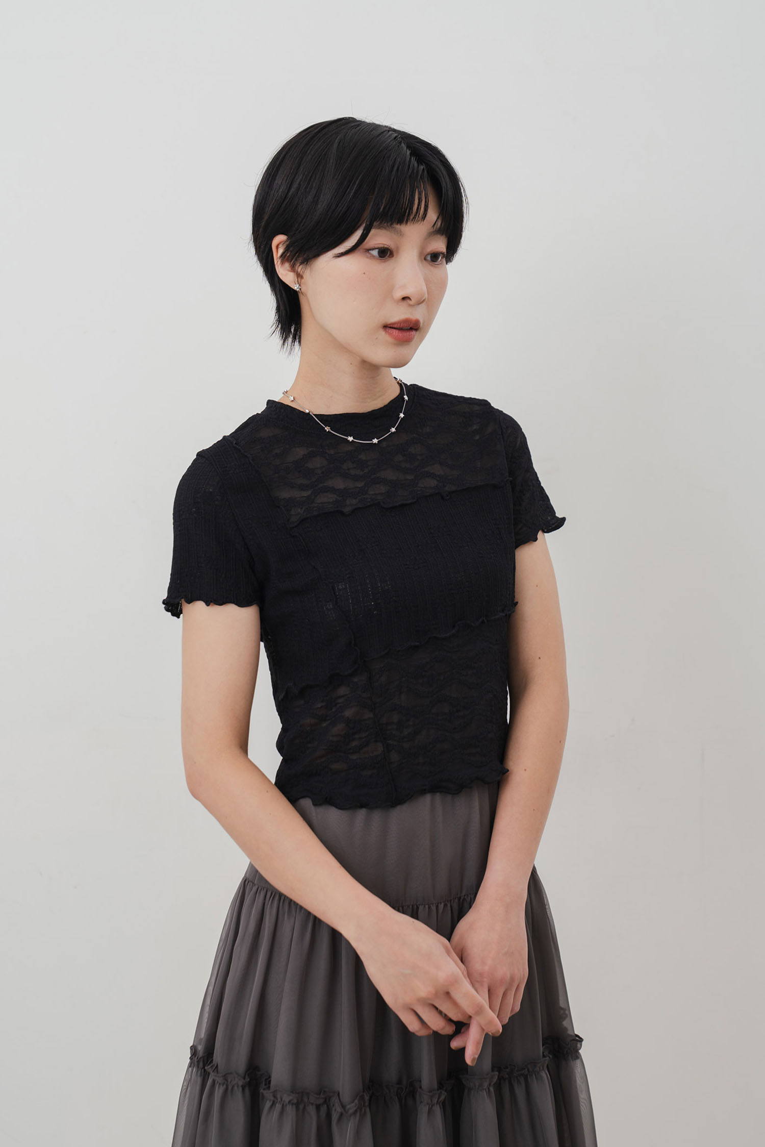 小小花園蕾絲拼接上衣