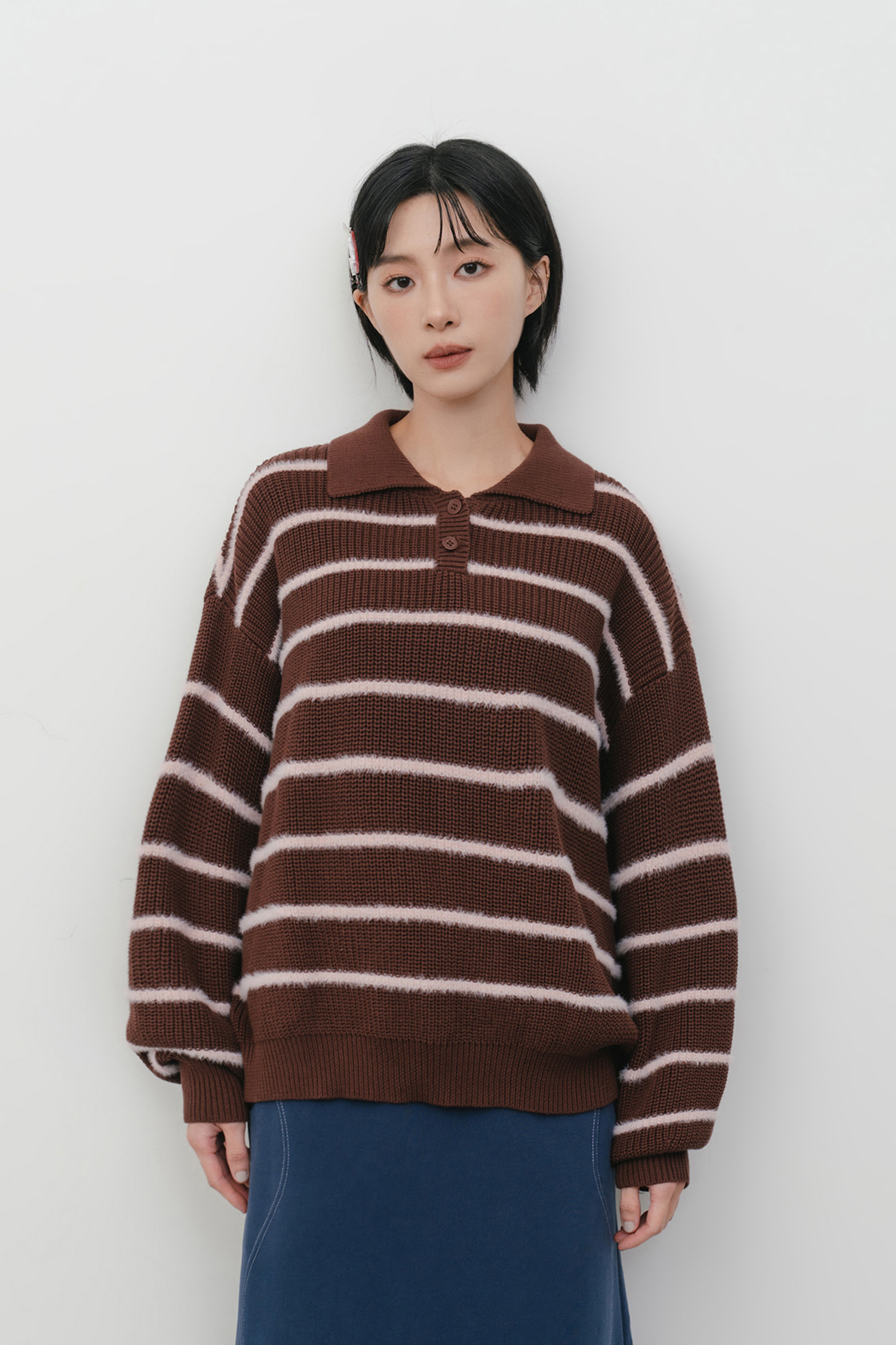 好好學生條紋針織上衣