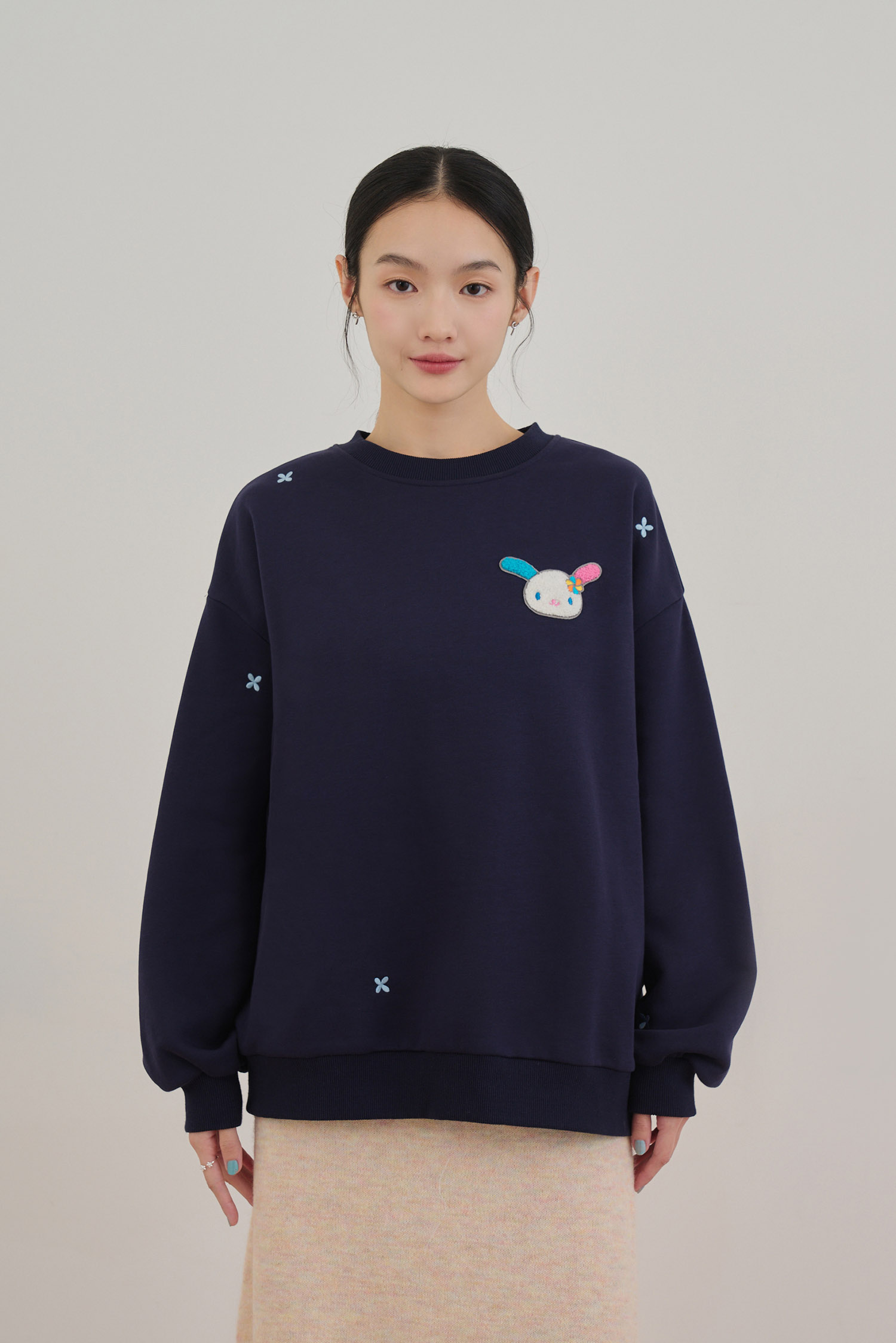 花小兔刺繡大學T