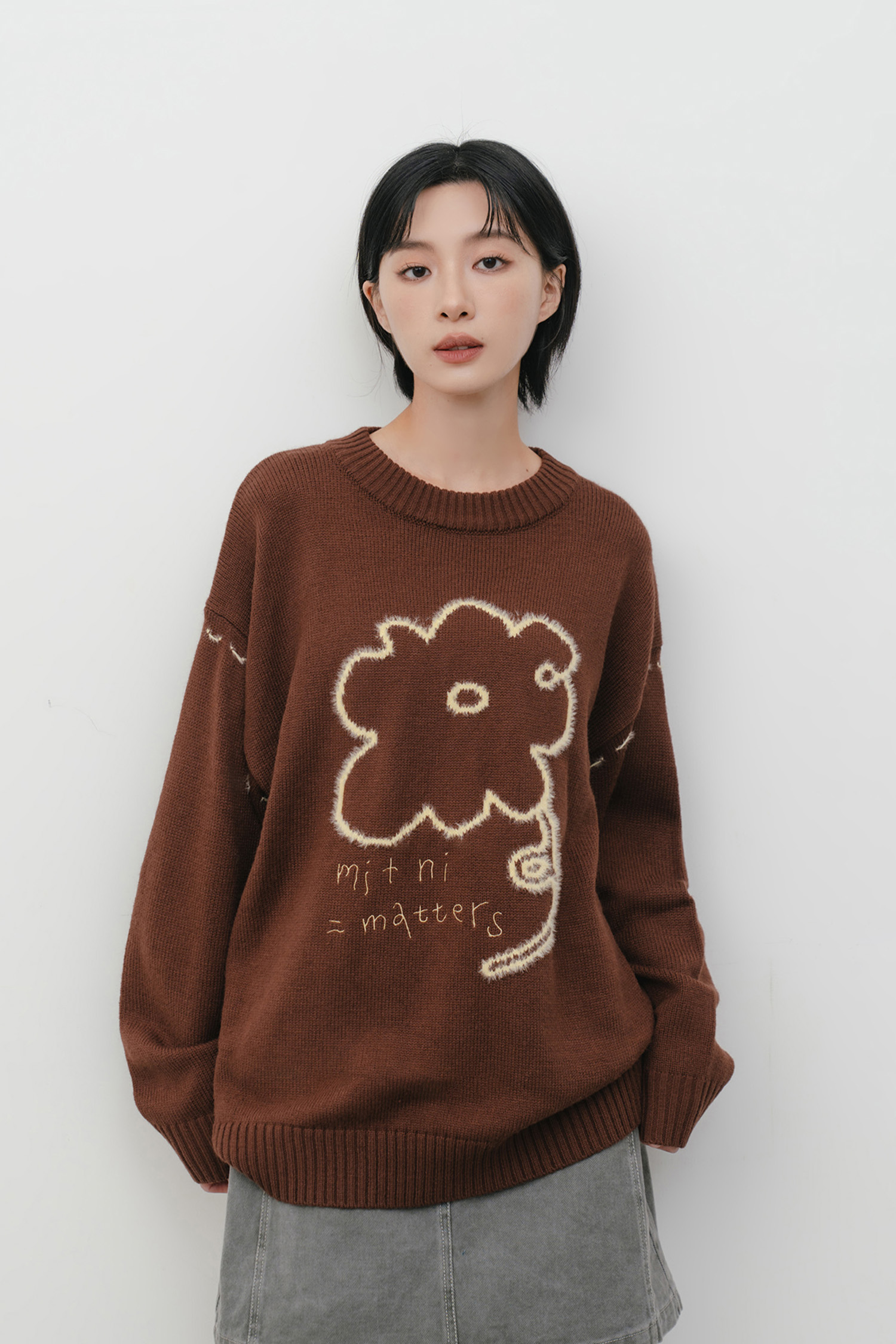 隨手筆畫花花針織上衣