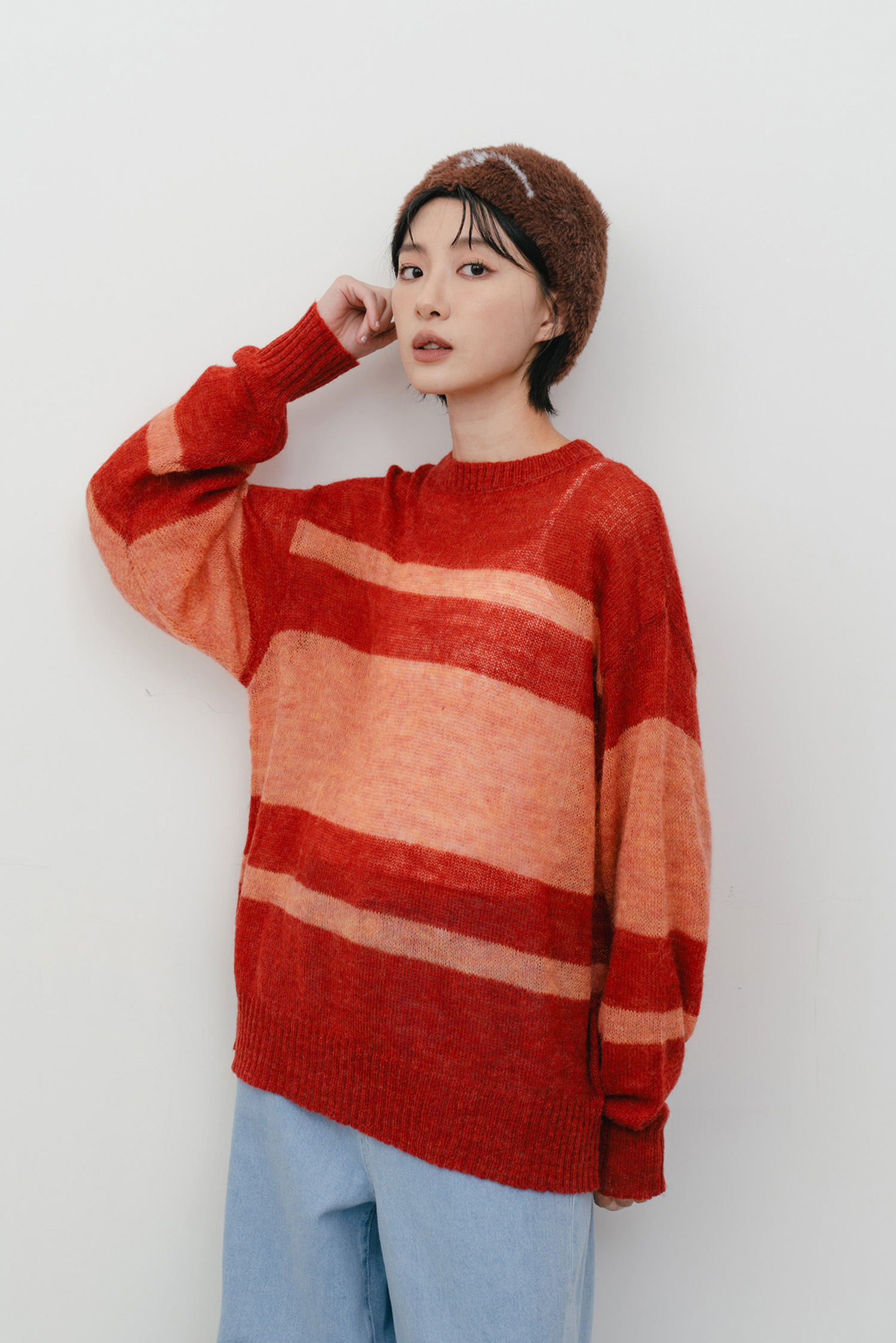 透透實實條紋毛衣