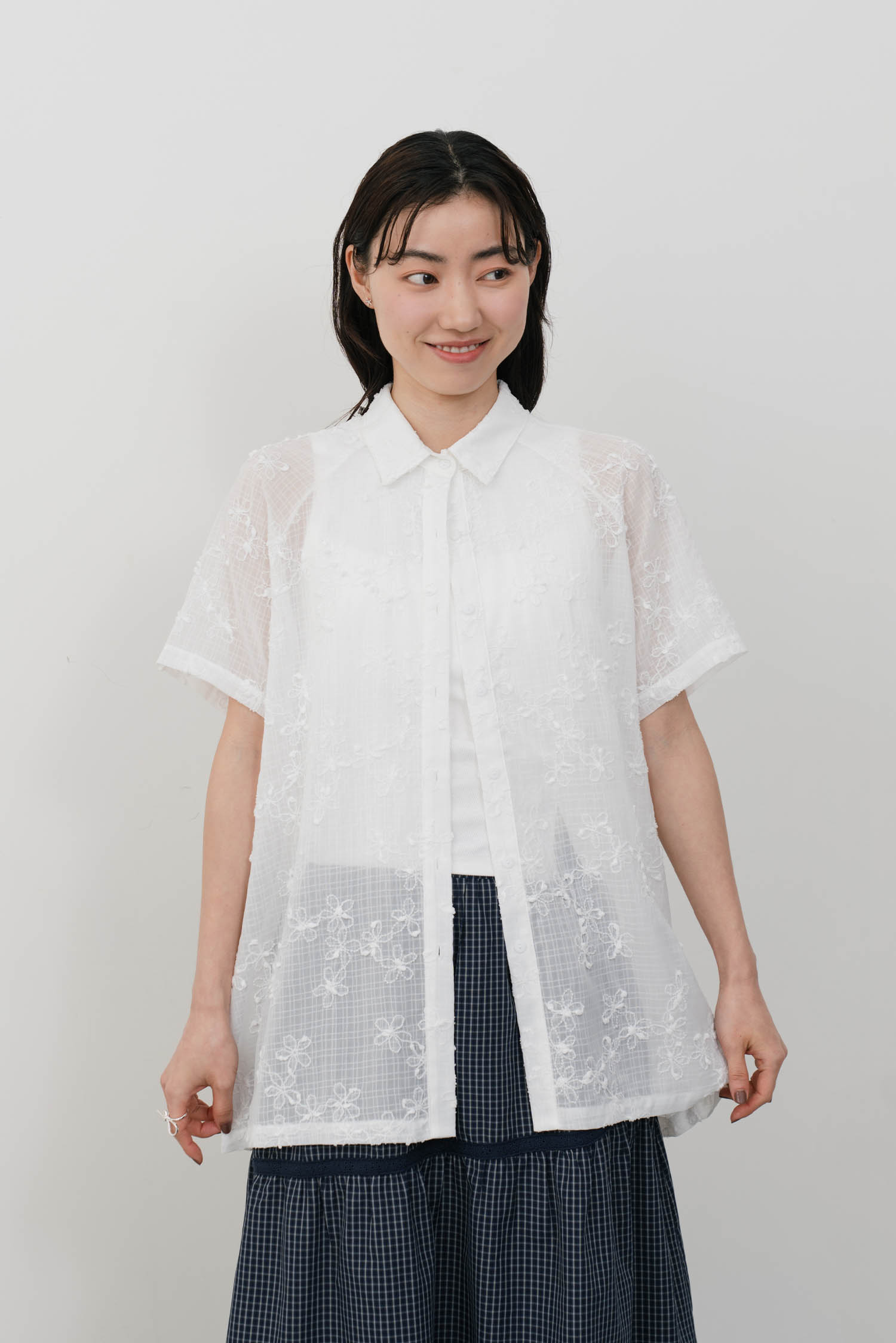 花花紋理寬鬆襯衫