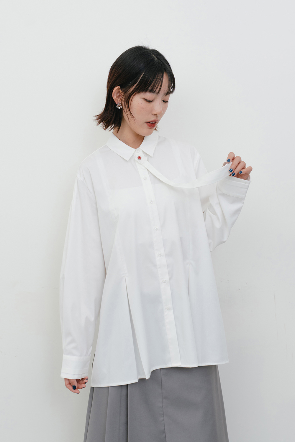 一秒下班小花領帶襯衫