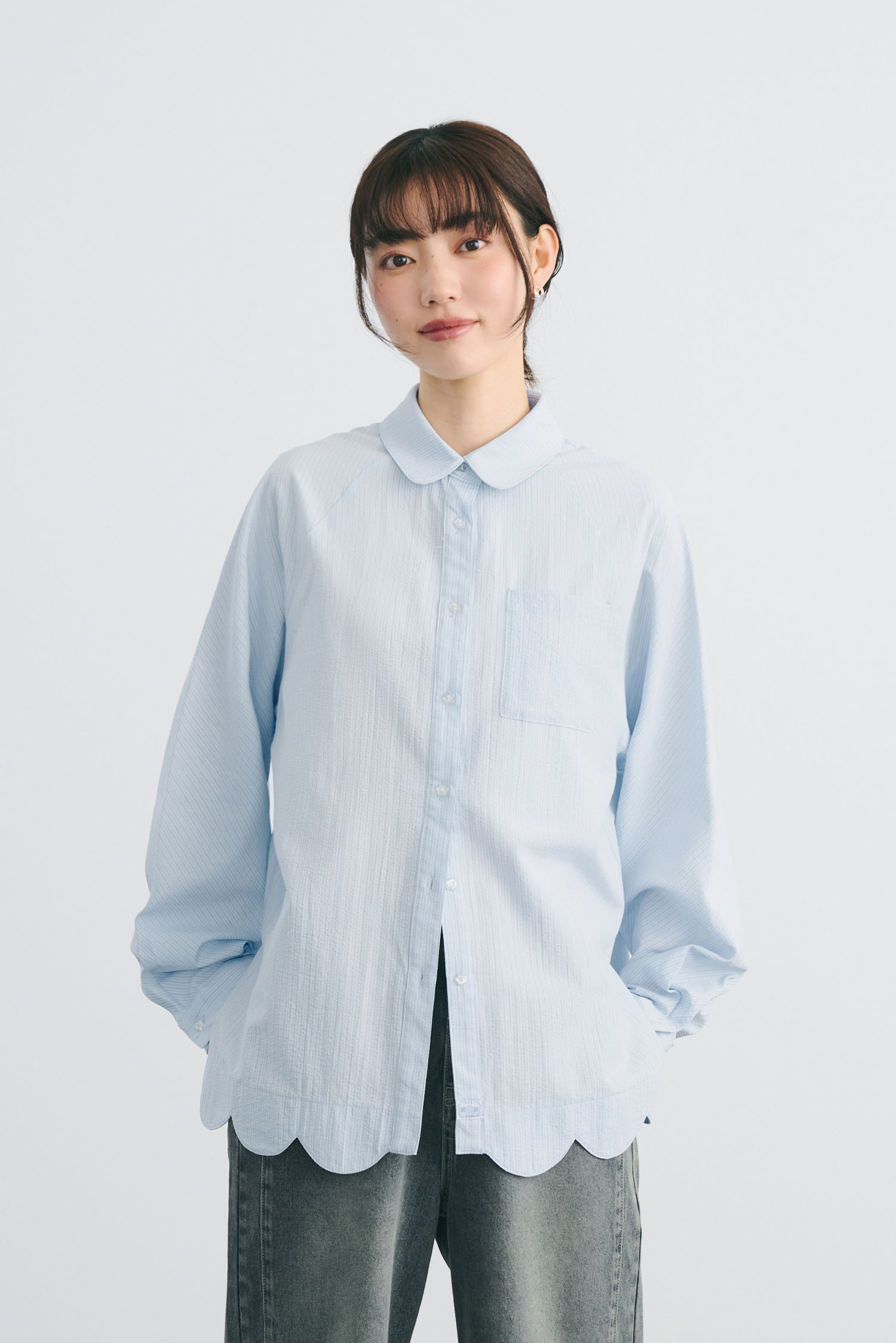 飄飄下襬紋理襯衫