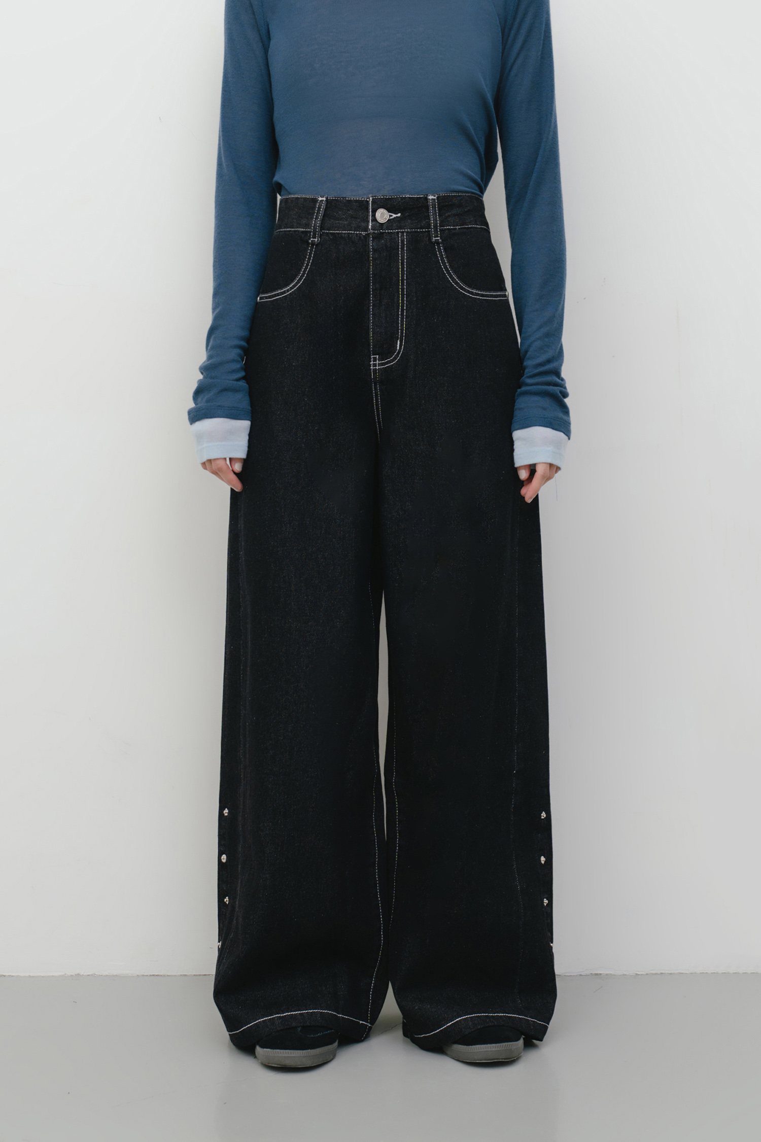 偷捲褲腳牛仔褲