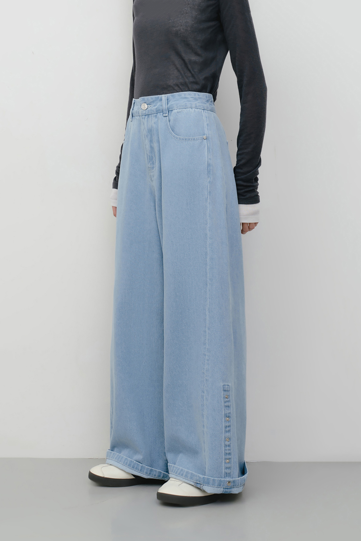 偷捲褲腳牛仔褲