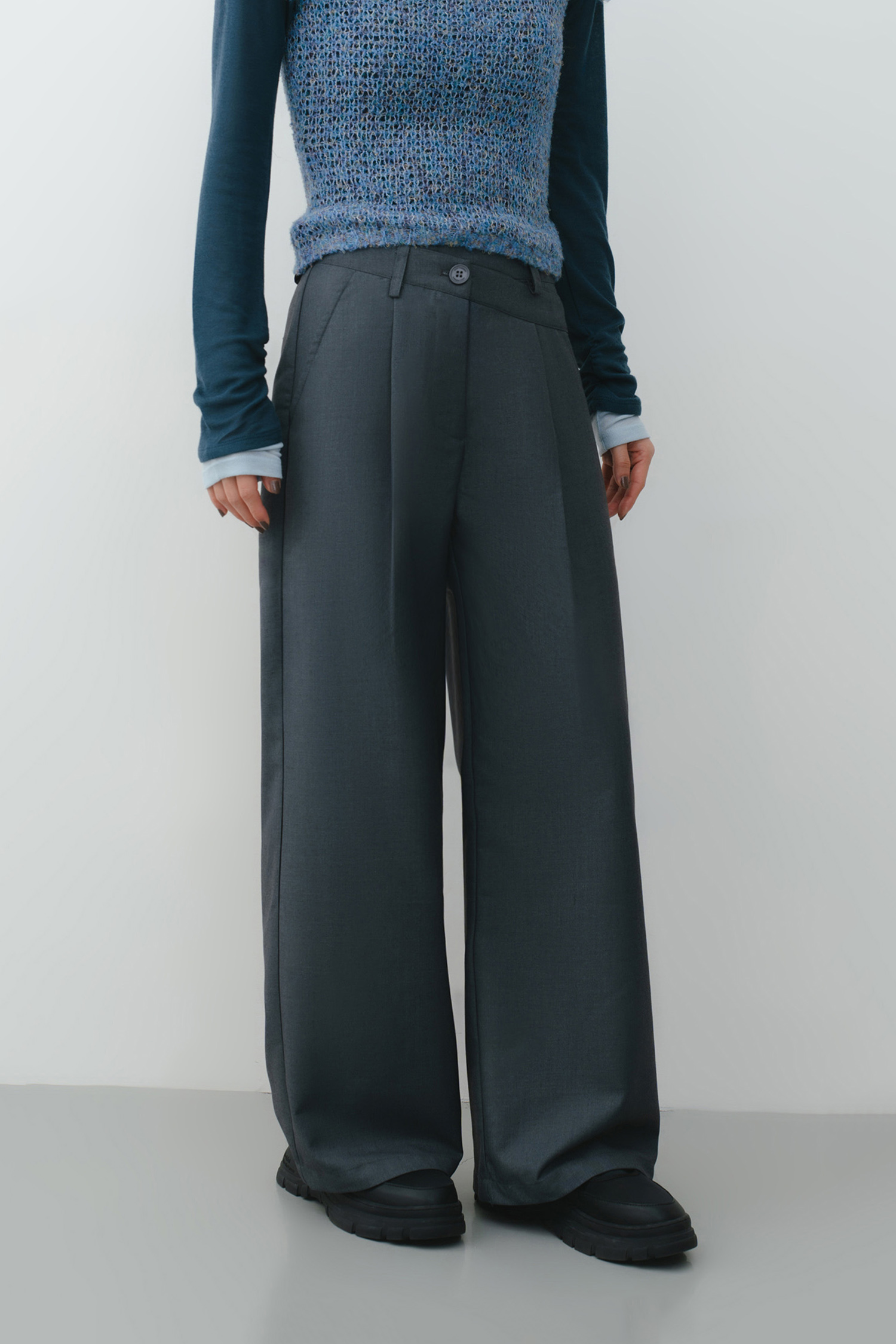 錯位剪接西裝褲