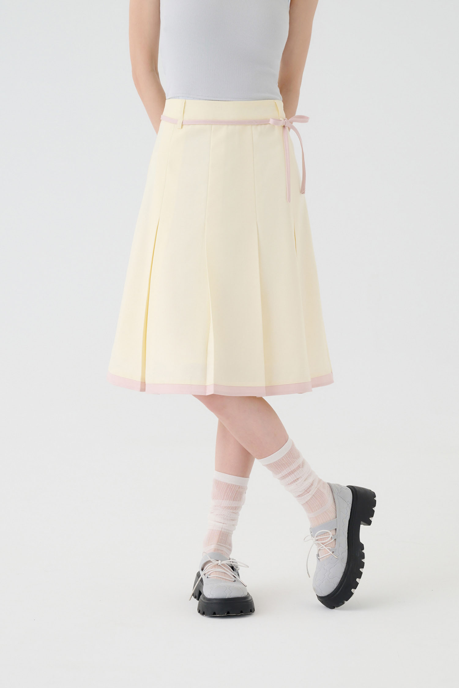 電梯小姐撞色百褶裙