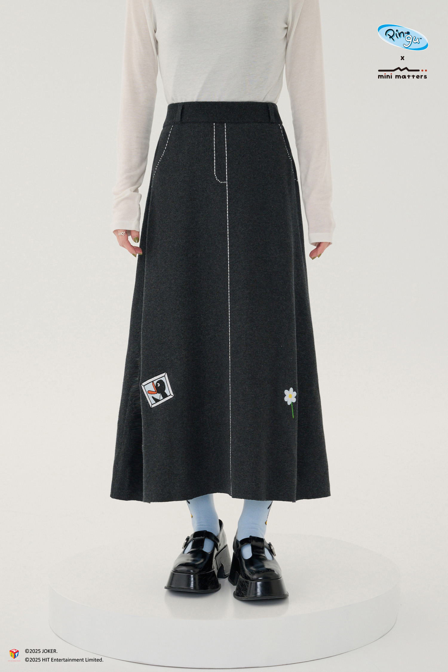 Pingu假牛仔針織裙