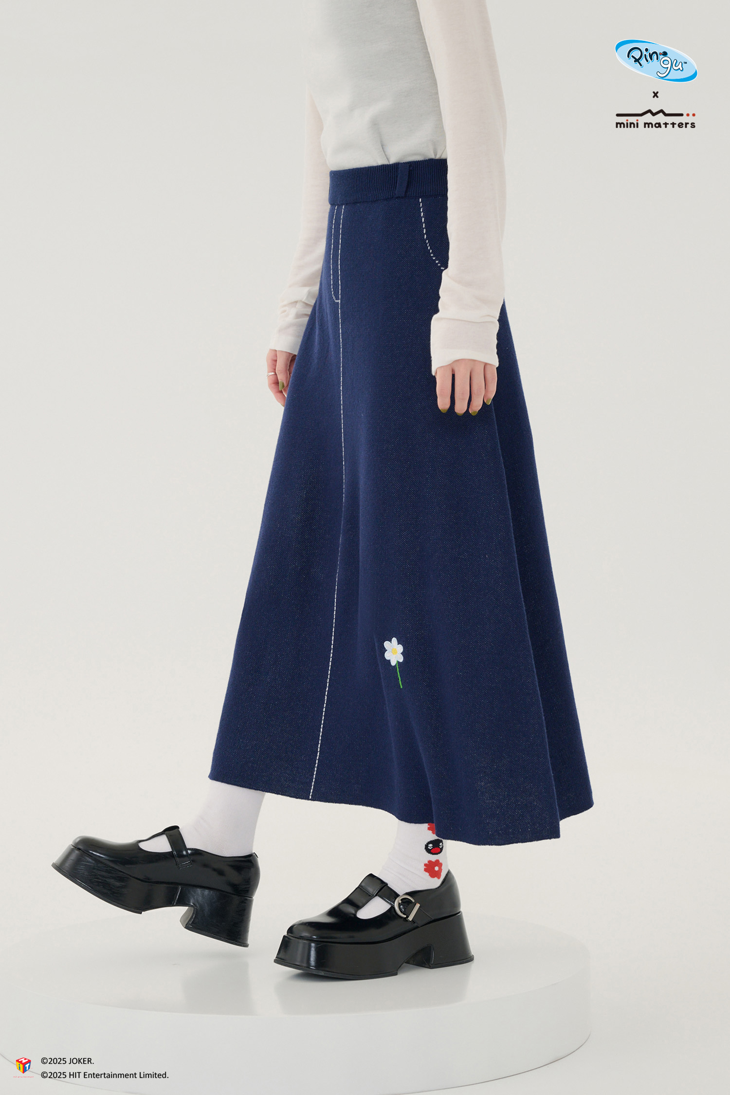 Pingu假牛仔針織裙