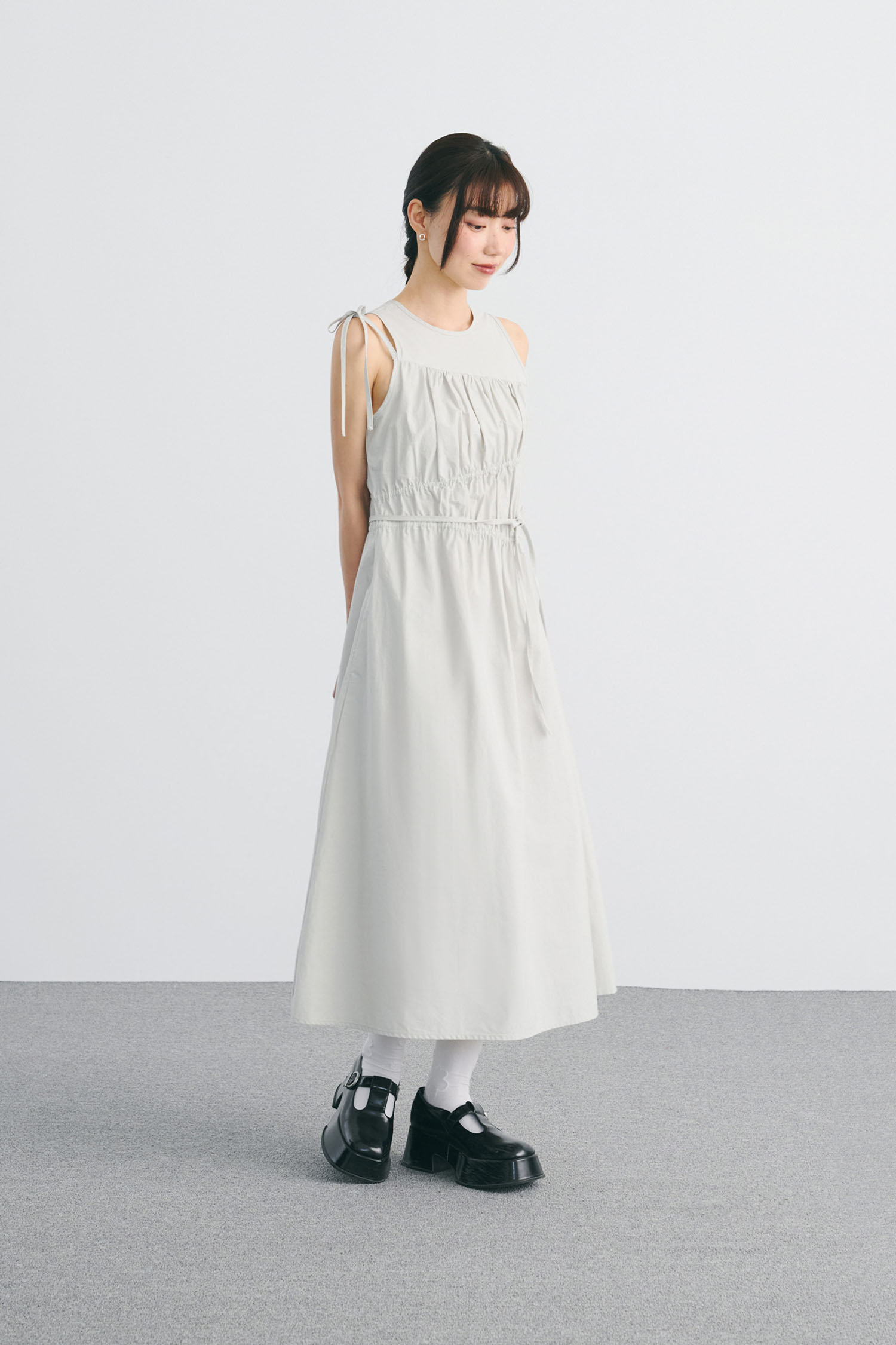 綁帶抽皺A字洋裝