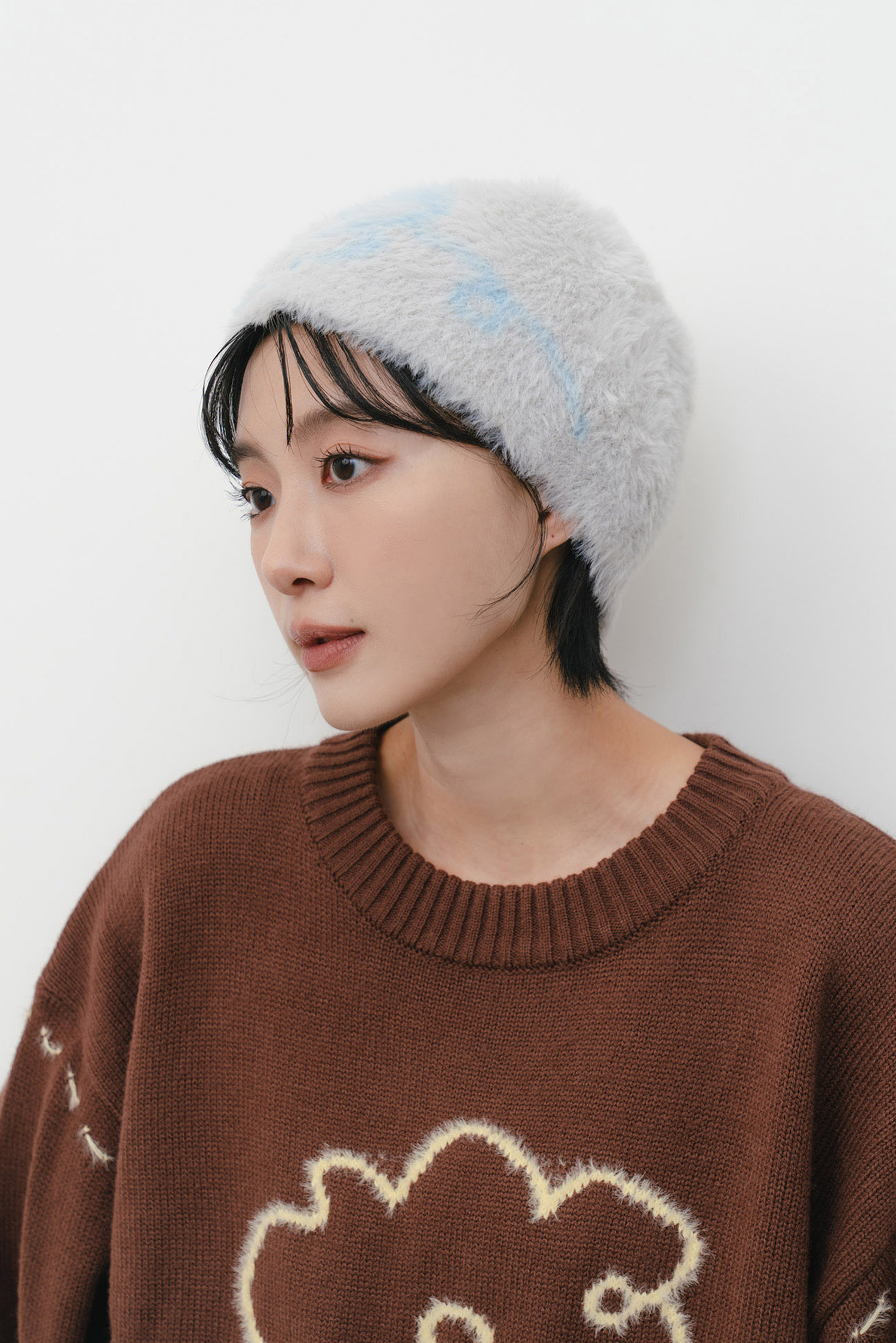 軟呼呼小花毛帽