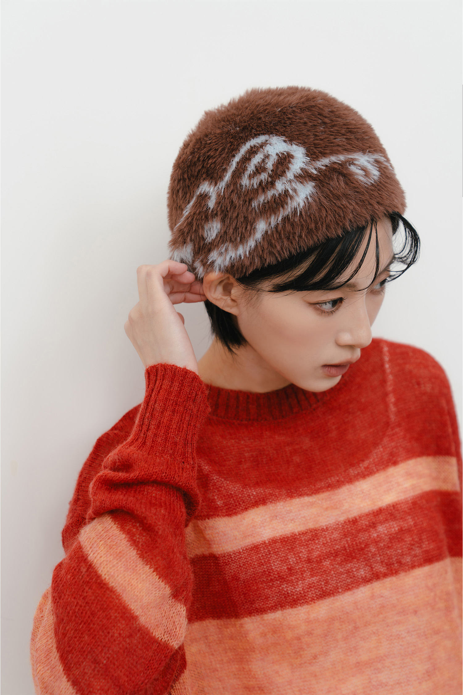 軟呼呼小花毛帽