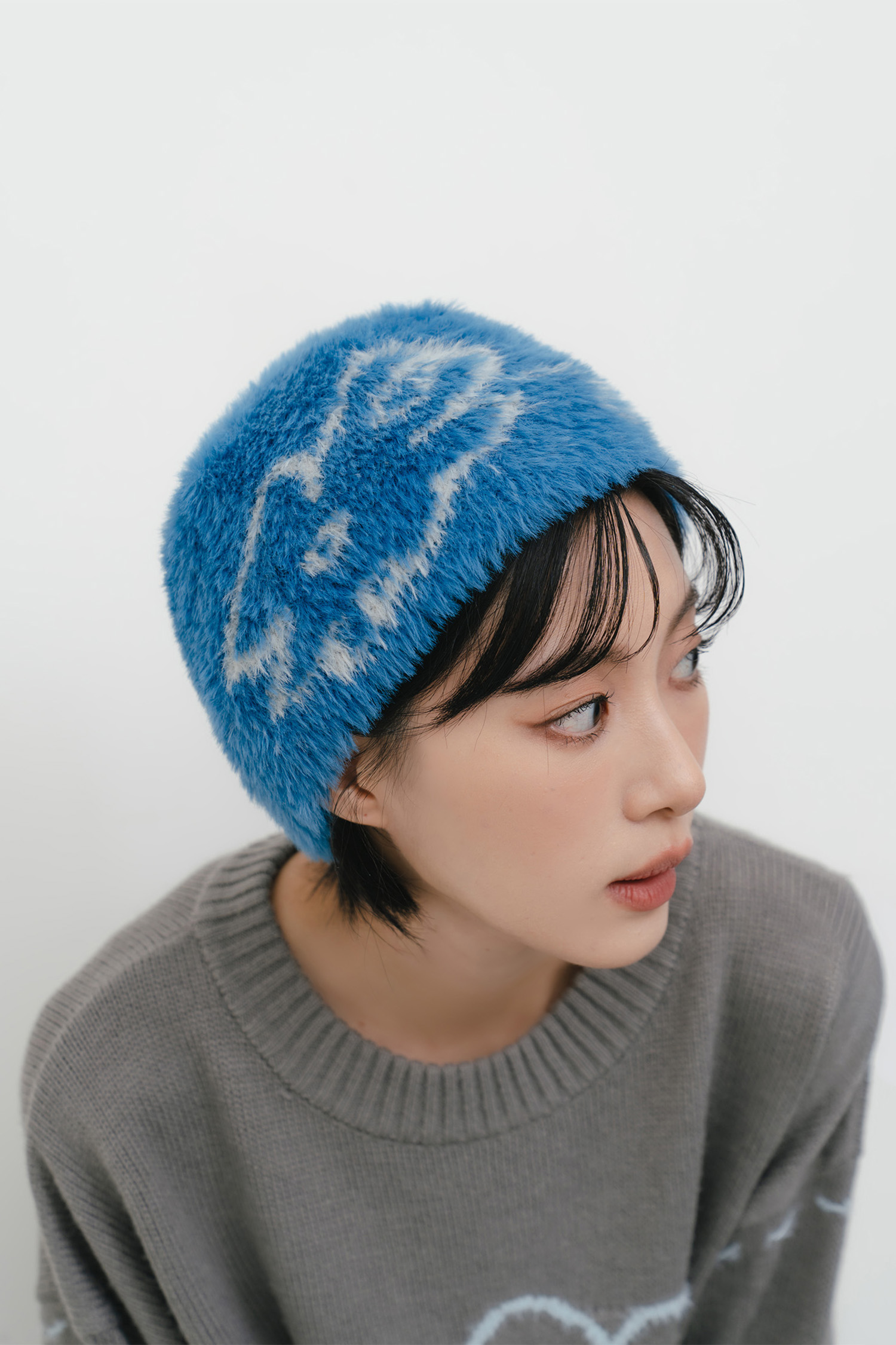 軟呼呼小花毛帽