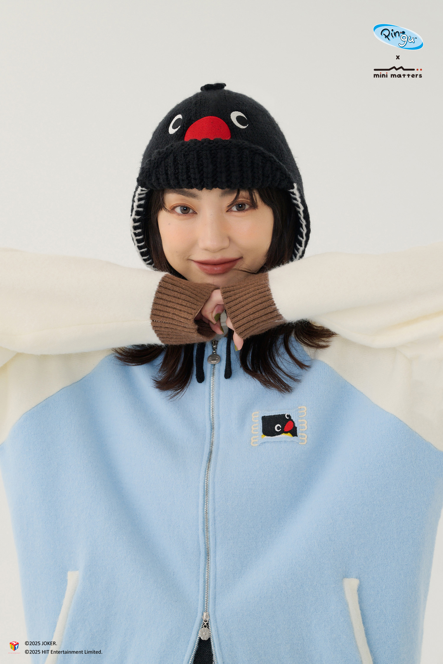 Pingu在頭上針織毛帽