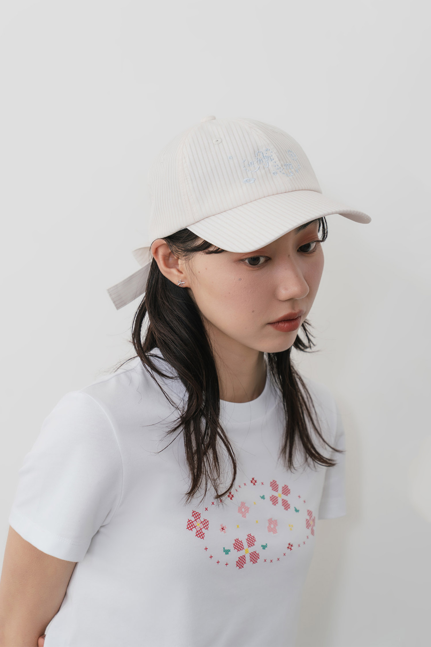 小綁帶條紋棒球帽