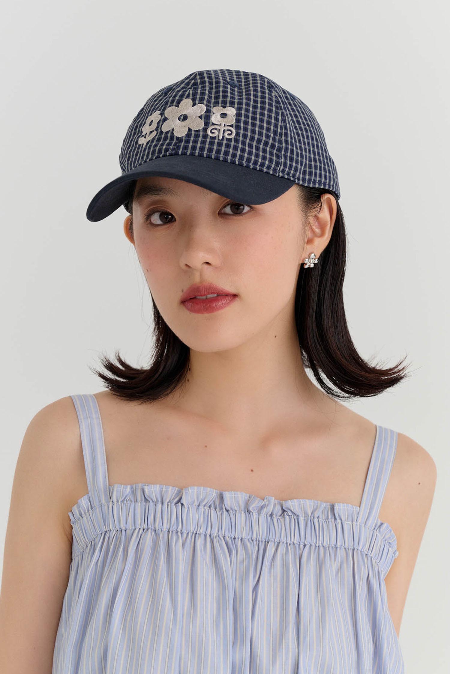小花格紋棒球帽