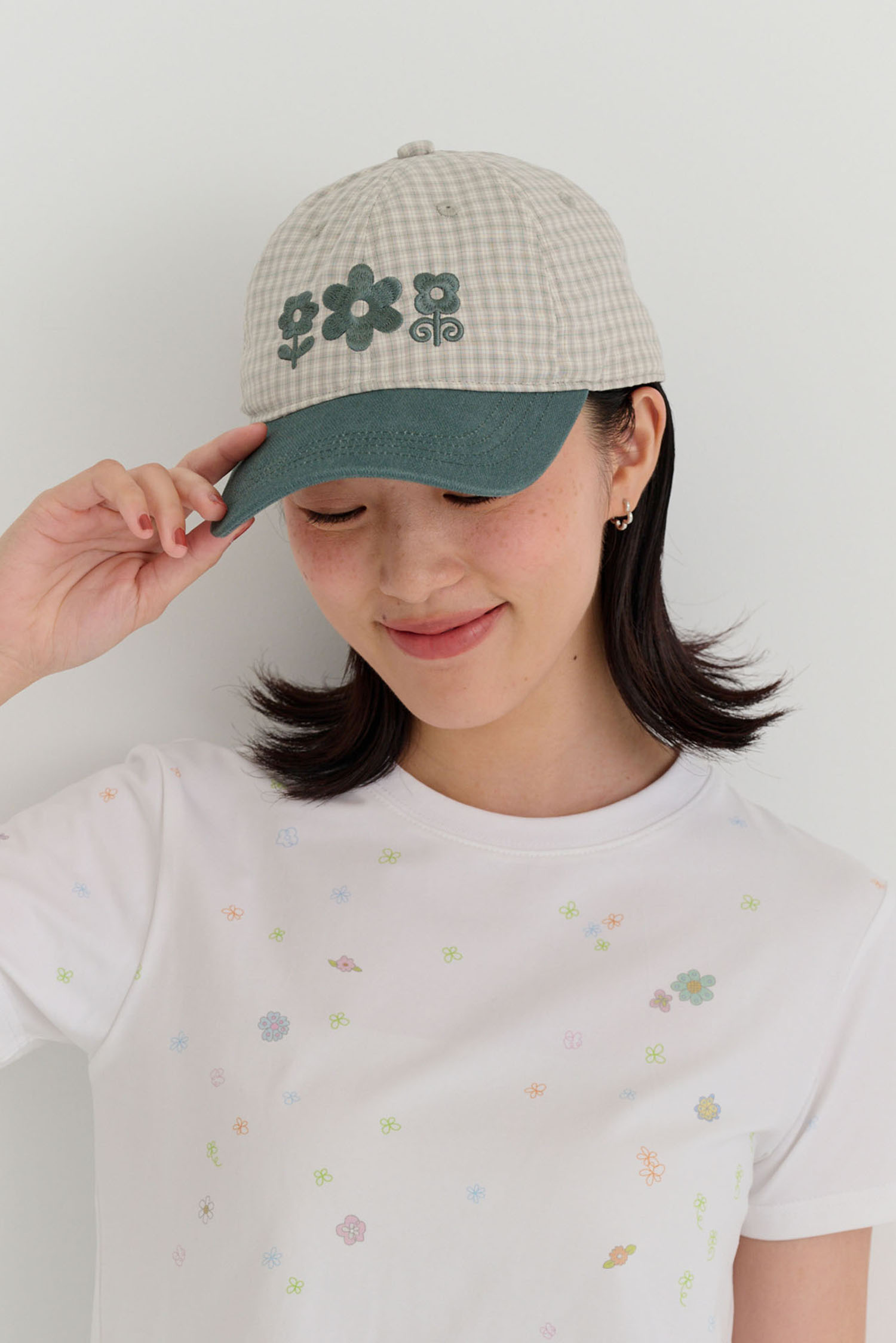 小花格紋棒球帽