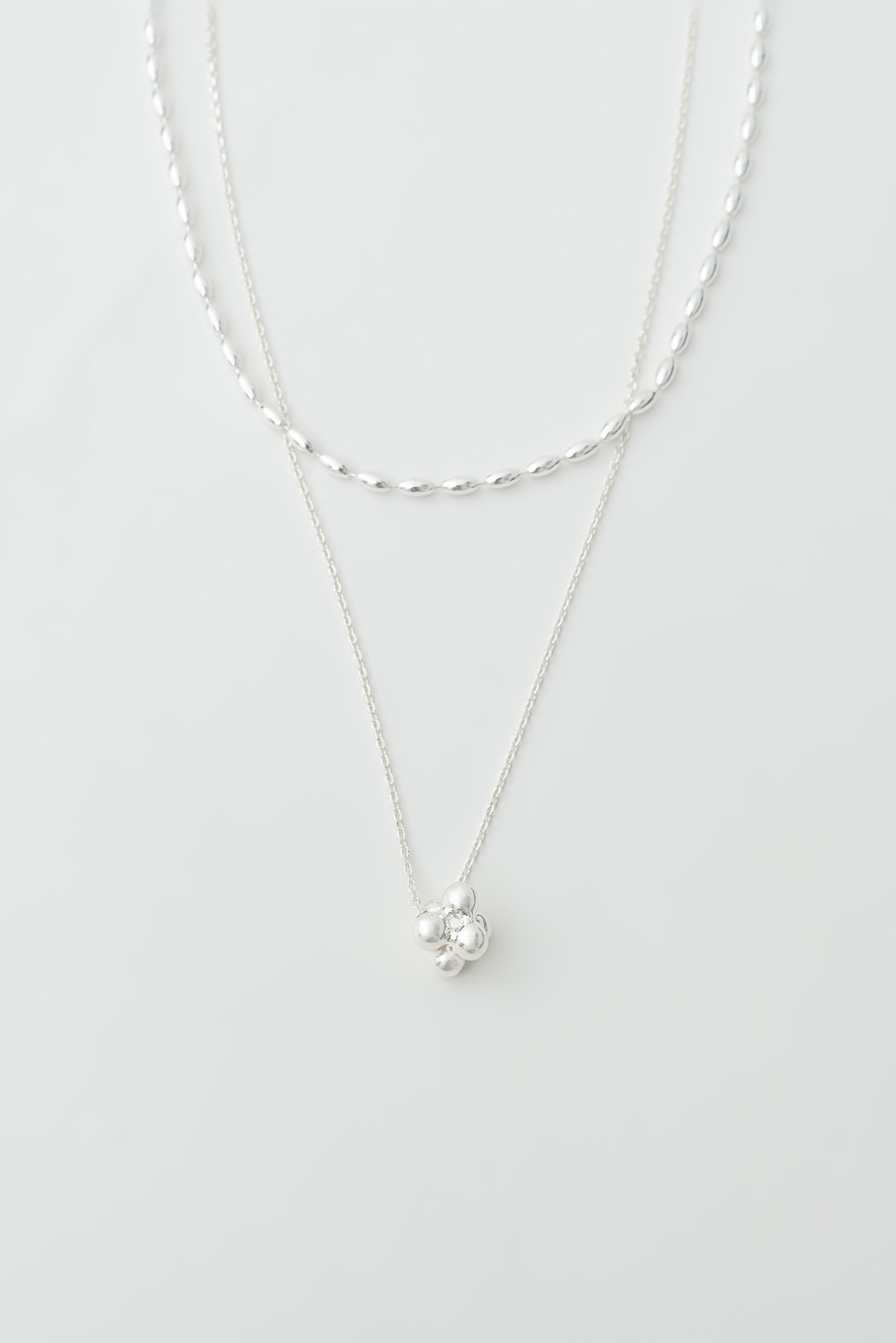 異材質銀珠項鍊組