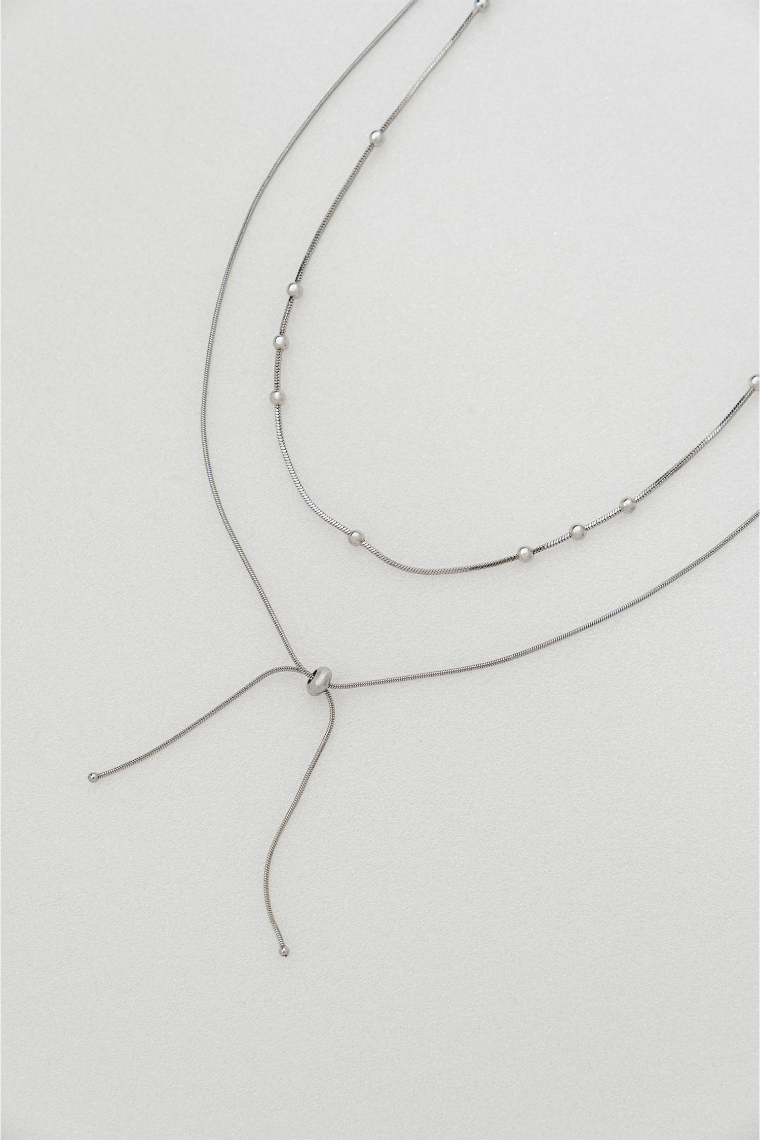 小銀珠線條項鍊組